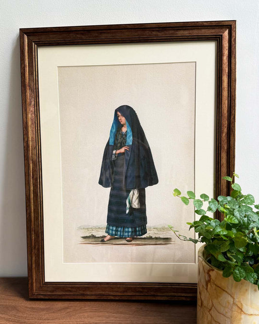 A Damsel going to early mass (1841) - Philippines vintage illustration