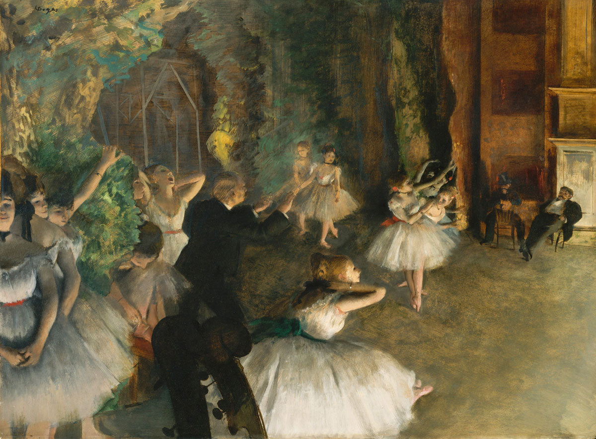 The Rehearsal of the Ballet Onstage (ca. 1874)	- Edgar Degas