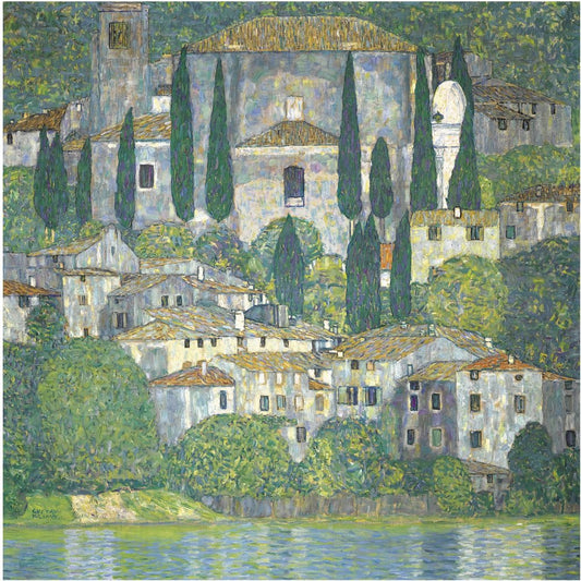 Church in Cassone - Landscape with Cypresses (1913) - Gustav Klimt