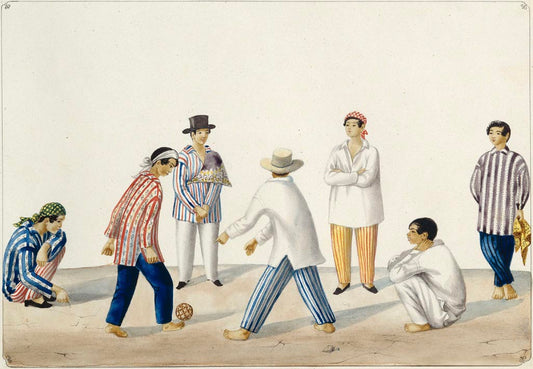 Indios jugando sipa (1847) - Philippines vintage illustration