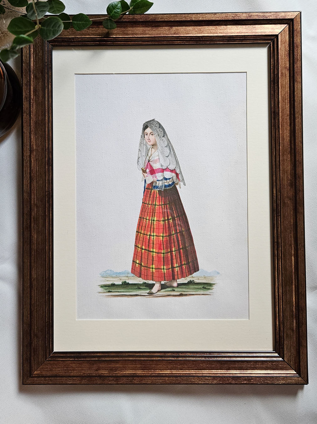 A Senorita walking to Church (1841) - Philippines vintage illustration