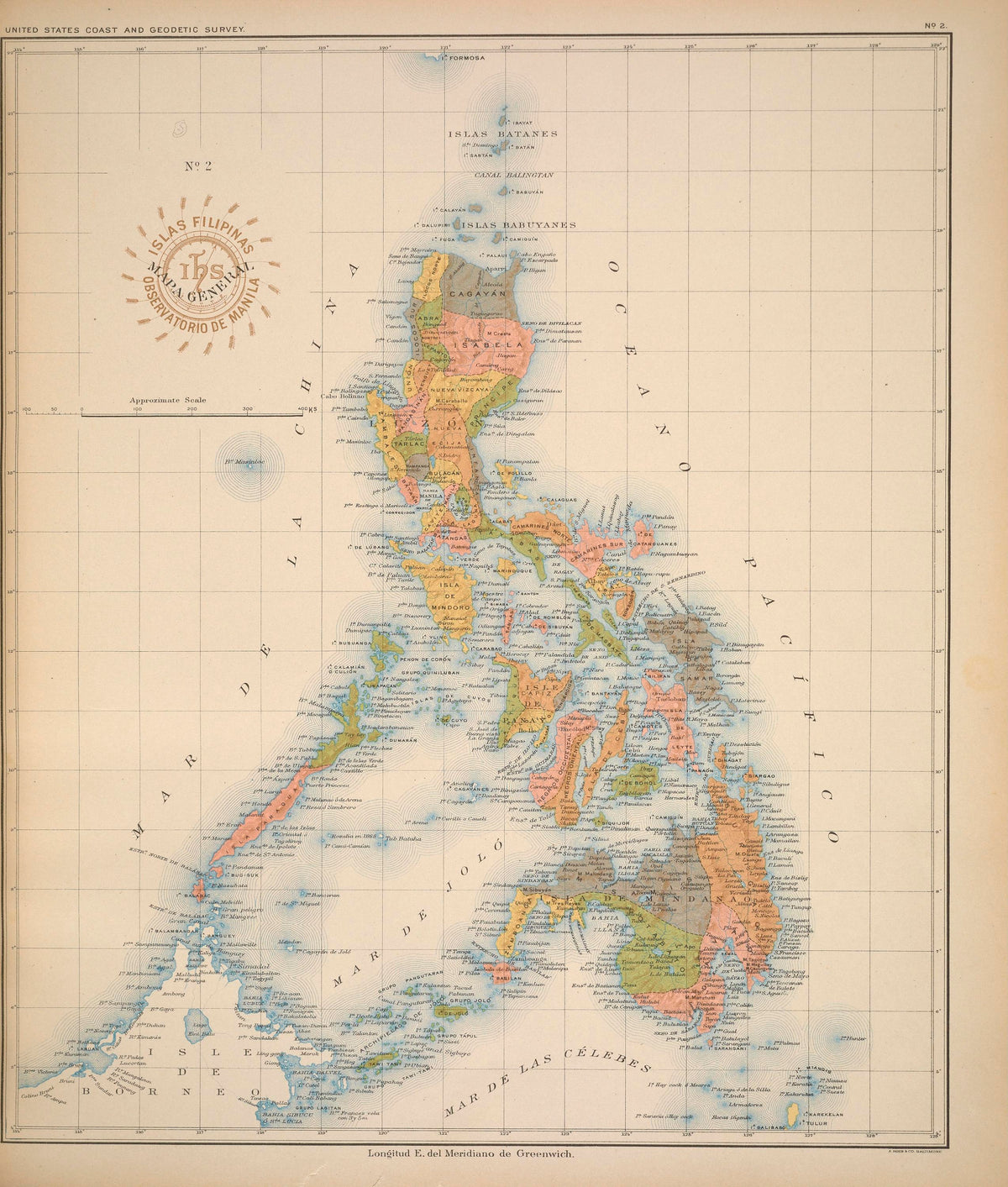 Atlas de Filipinas 1899 general political map Philippine archipelago showing Spanish place names and provincial boundaries