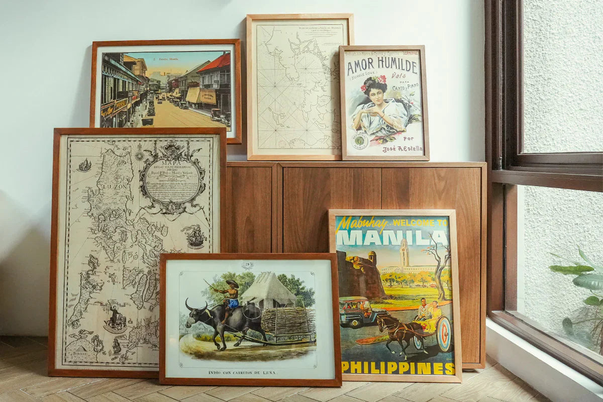 Musée Joli framed archival prints including Philippine maps and vintage illustrations, art print size guide Philippines