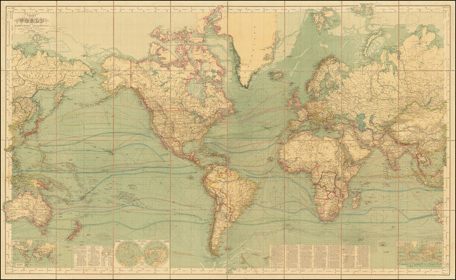 Chart of the World on Mercator's Projection, 1897 by Hermann Berghaus