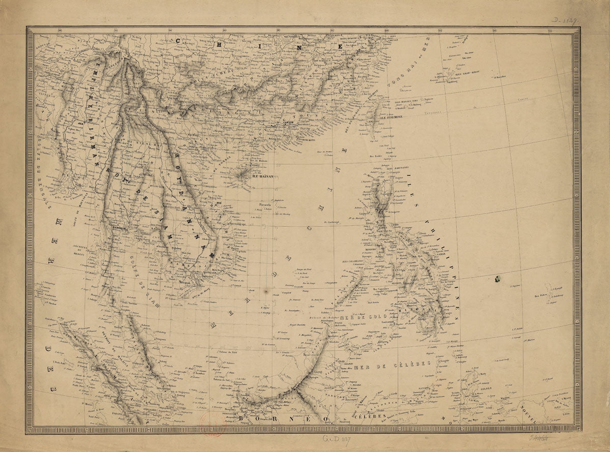 Carte de l'Indo-Chine et des Philippines, 19th Century