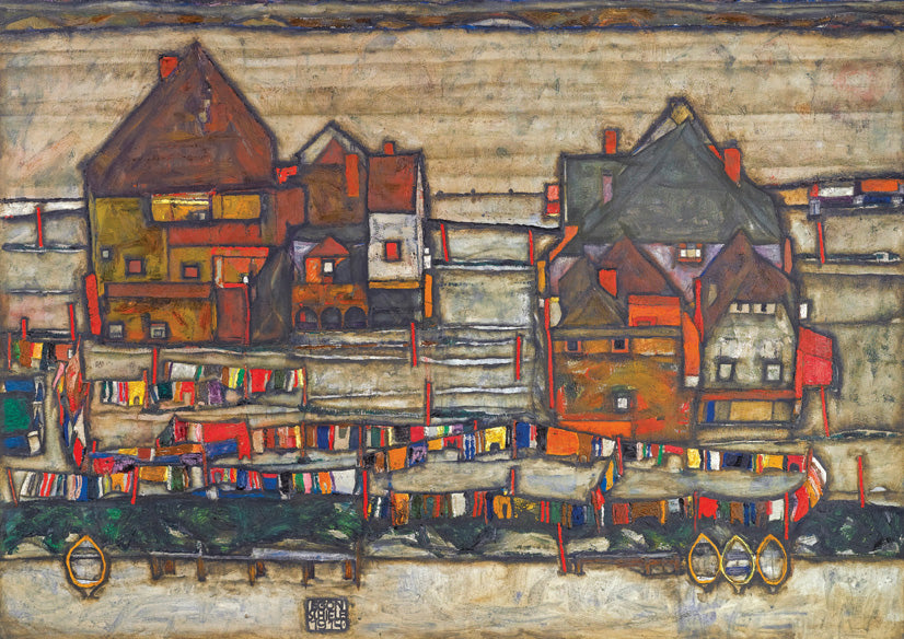 Houses With Laundry - Egon Schiele (Giclée Art Print)