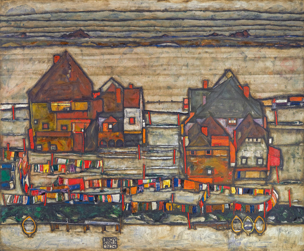 Houses With Laundry (Suburb II) (1914) - Egon Schiele