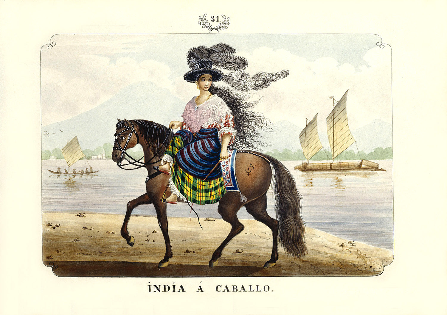 India a Caballo, 1847 by José Honorato Lozano