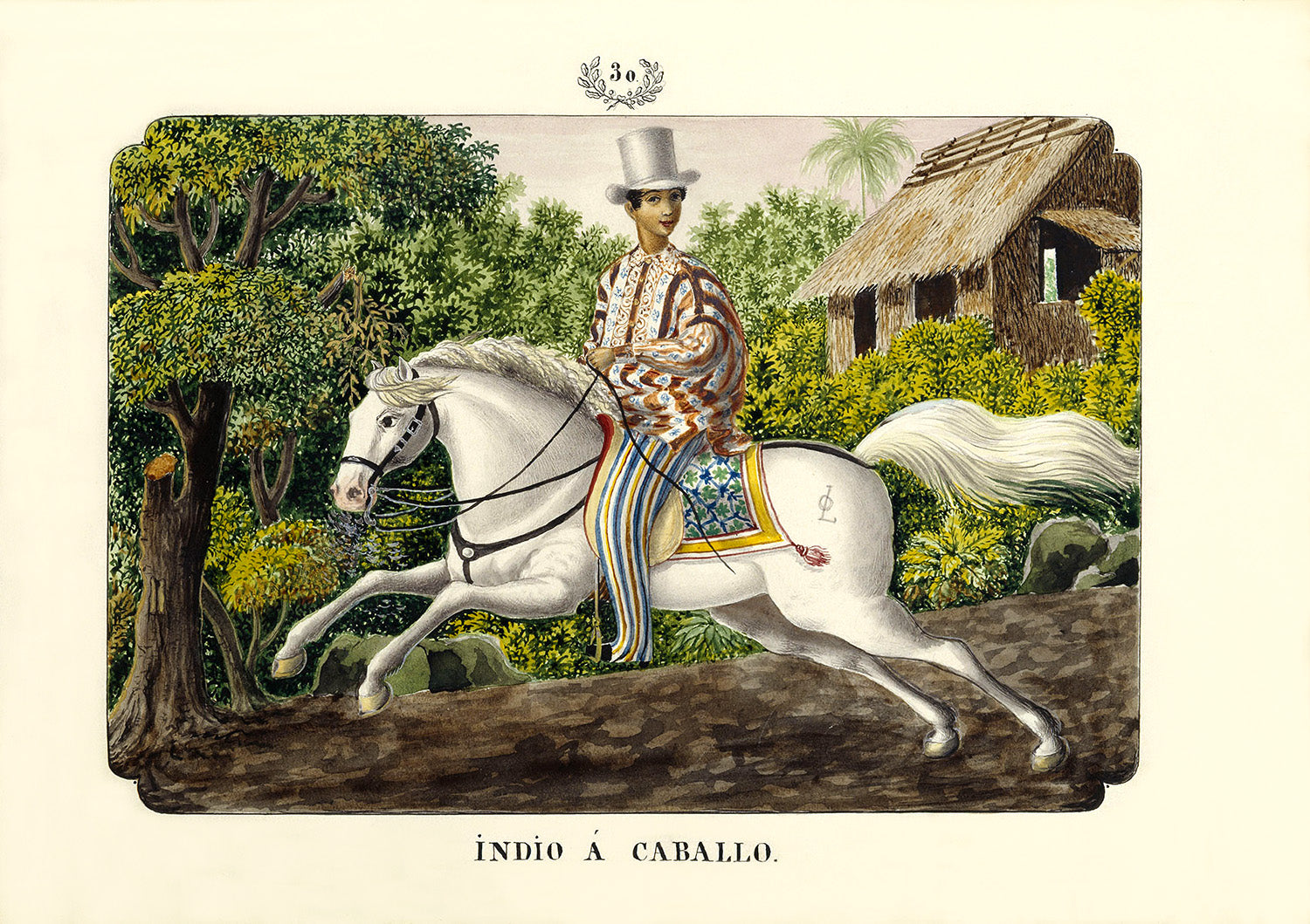Indio a Caballo, 1847 by José Honorato Lozano