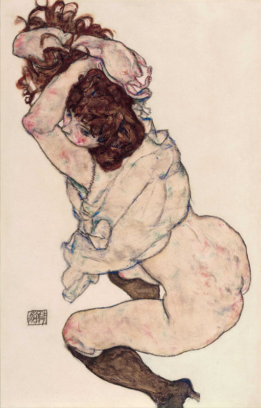 Kneeling Girl, Resting on Both Elbows (1917) - Egon Schiele