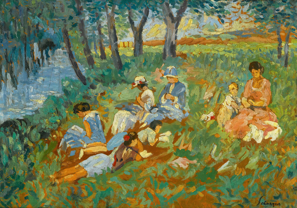 Les Andelys, La Famille Lebasque Au Bord De Leau, 1917 by Henri Lebasque