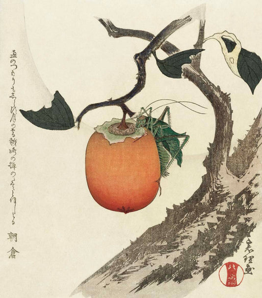Locust on Persimmon - Katsushika Hokusai