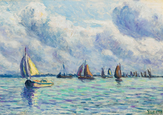 Bateaux Sur La Meuse À Rotterdam - Maximilien Luce (Giclée Art Print)