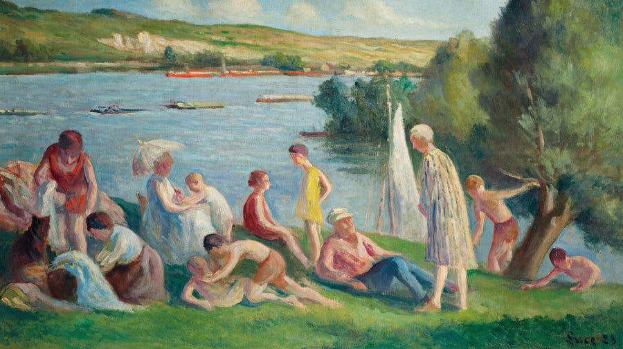 Méricourt, un dimanche au bord de la Seine, 1929 by Maximilien Luce