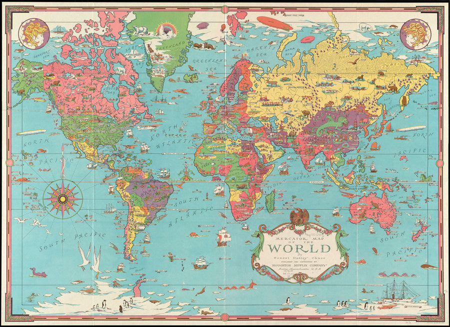 Mercator Map of the World, 1931 by Ernest Dudley Chase