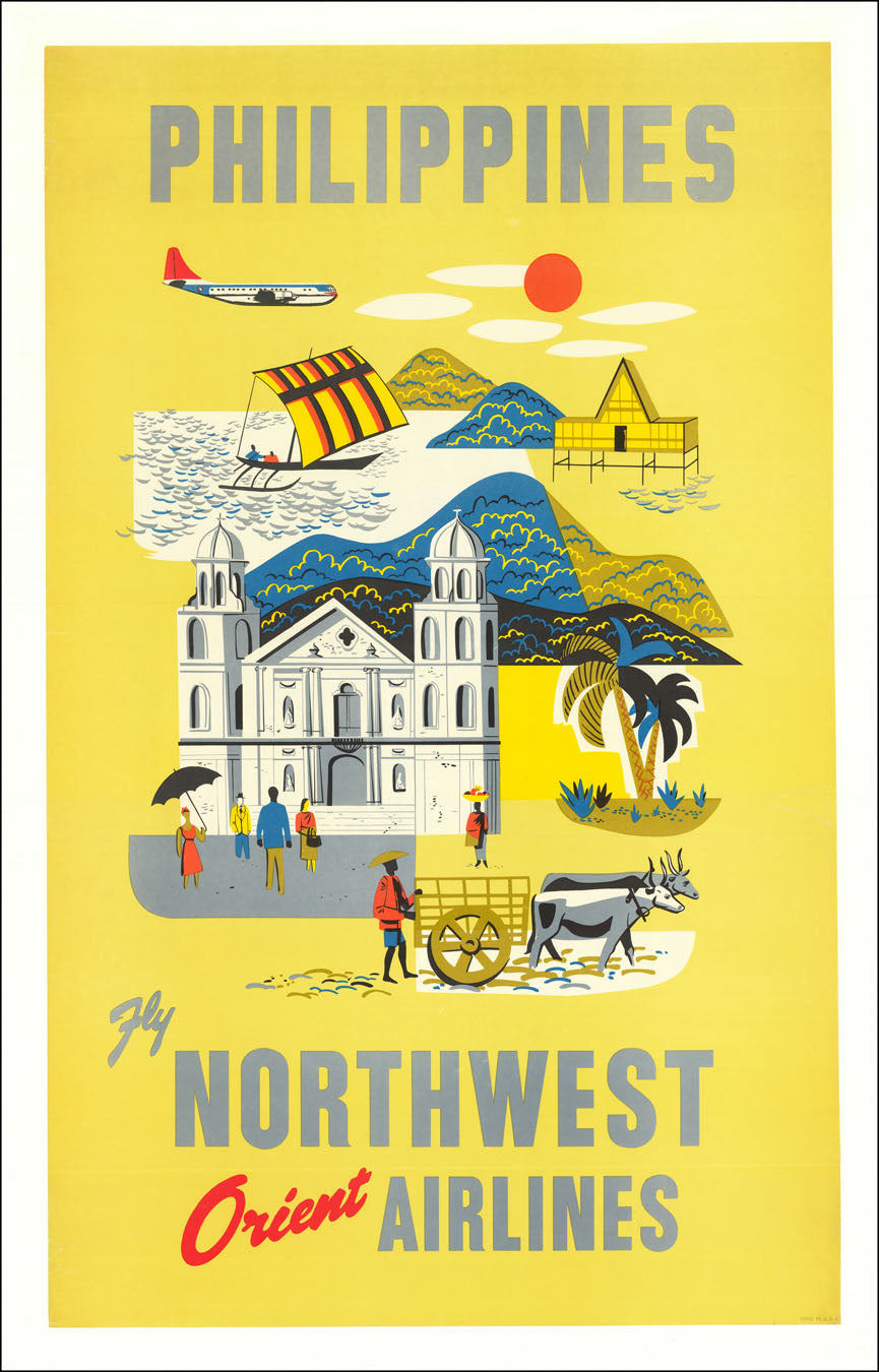 Philippines Northwest Orient Airlines - Philippines vintage poster