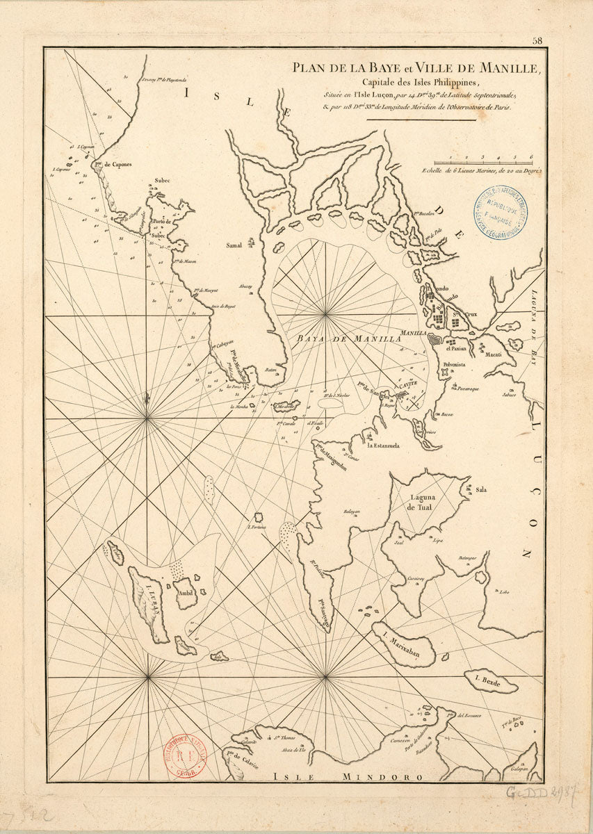 Plan de la baye et ville de Manille, capitale des isles Philippines, située en l'isle de Luçon