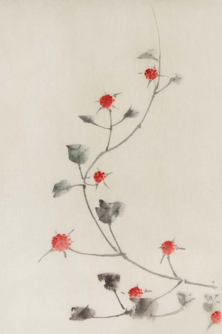 Small Red Blossoms on a Vine, c. 1830 by Katsushika Hokusai