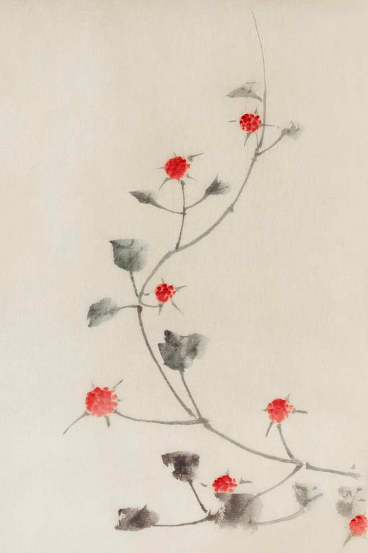 Small Red Blossoms on a Vine - Katsushika Hokusai