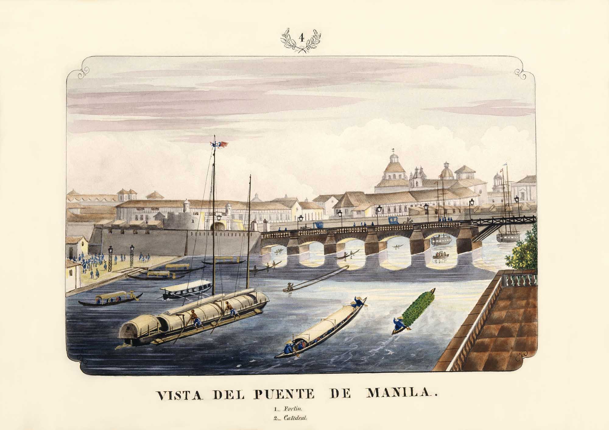 Vista del Puente de Manila, 1847 by José Honorato Lozano