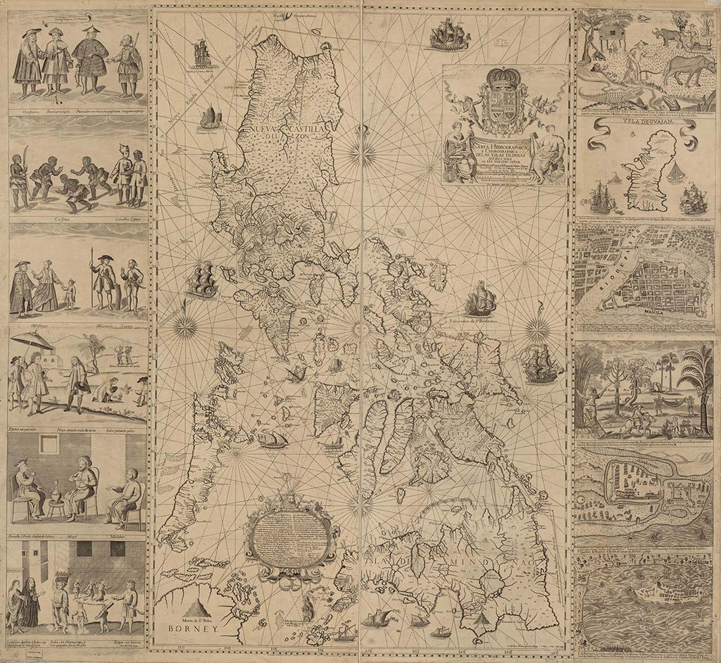 Vintage Map of The Philippines Island, c. 1734 by Pedro Murillo Velarde