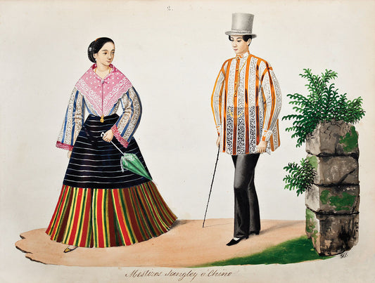 Mestizos Sangley y Chino - Philippines vintage illustration